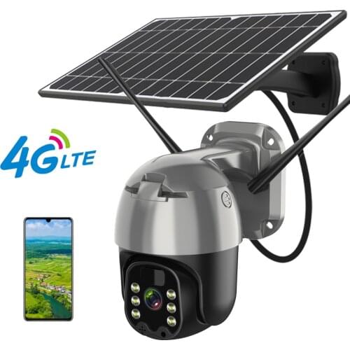 Smart Energy 4G Sim Card WiFi IP Camera 3MP Speed Dome PTZ Solar Powered Battery Wireless Video Camera PIR Motion Detection CCTV