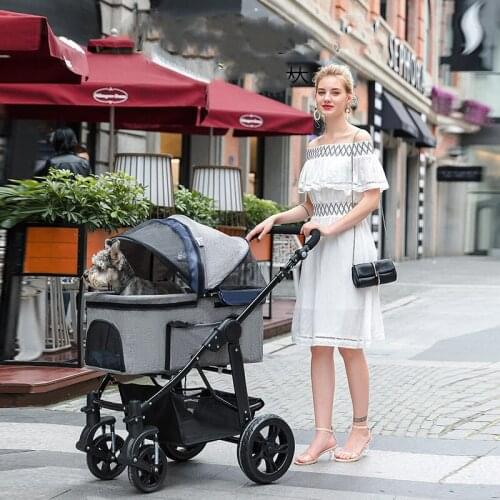 Large pet stroller high quality dog stroller rescue dog four-wheeled outbound supplies box pet carrier