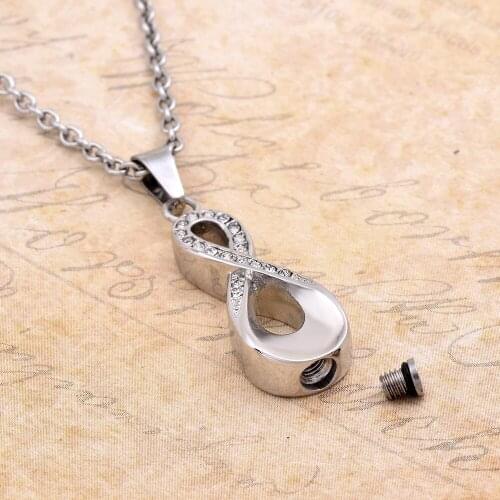 Infinity Tear Drop Urn Locket Pendant Memorial Jewelry for Ashes Keepsake Stainless steel Ashes Pendant