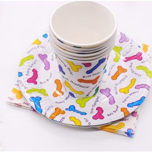 8pcs/set Penis Paper Tray,6cs Bachelorette Party Willy Penis Paper Cups,Willy Penis Napkin Disposable Bachelor Party Supplies