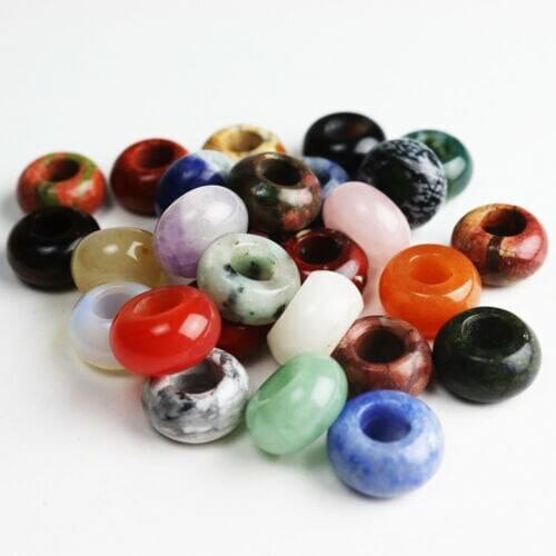 Yingwu Big Hole Beads for Jewelry Making Natural Stone Spacer Bead Women Men Bracelet Necklace Pendant Accessories 10pcs