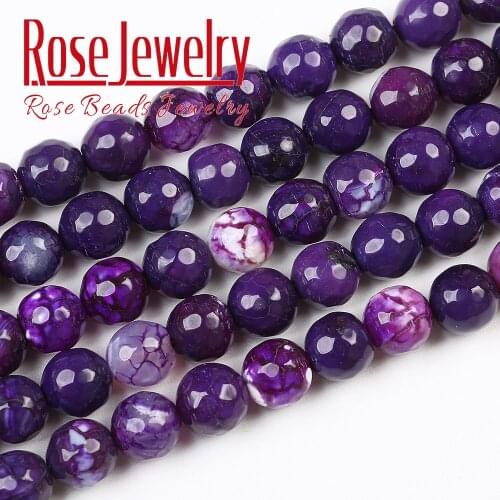 Faceted Dragon Vein Agates Natural Purple Fire agates Stone Beads Round Loose Spacer Bead 8mmFor Jewelry Making DIY Bracelet 15"