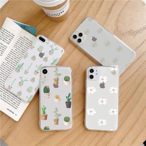 Daisy Flower Phone Case Transparent soft For iphone 5 6 7 8 11 12 s c se plus mini x xs xr pro max shell