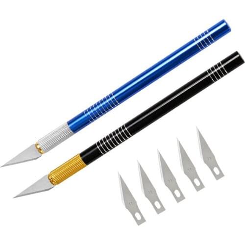 Imzay Professional Stainless Steel Precision Knife Hobby Knife Razor Tool with 5 Blades Art Work Cutting Caving Sculpture Knife