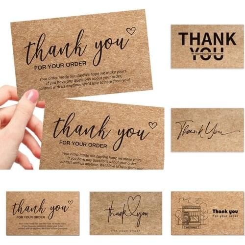30pcs/lot Kraft Paper Thank You Card Enterprise Order Card Packaging Decoration Card 9x5.4cm