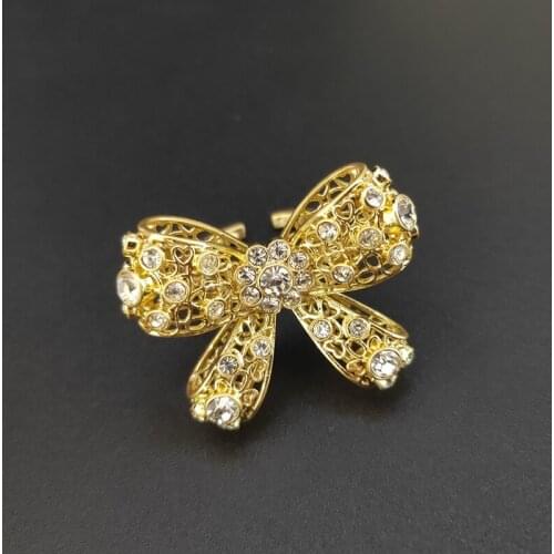 2021 Hot Brand Fashion Party For Women Bowknot Gold Color Wedding Jewelry Adjustable Rings