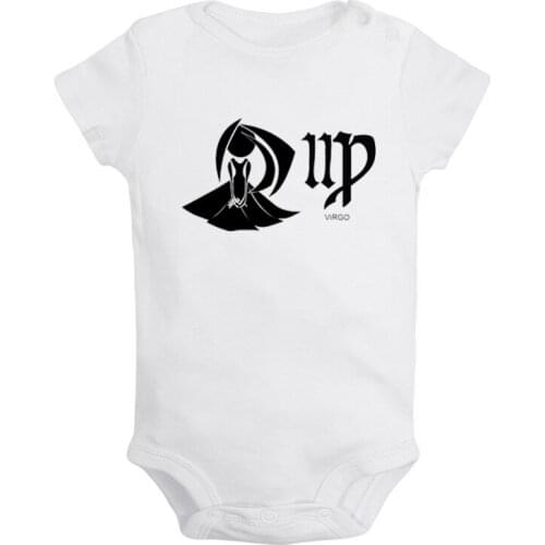 Constellation Virgo Symbol Pisces Taurus Aries Printed Newborn Baby Girl Boys Clothes Short Sleeve Romper Outfits 100% Cotton