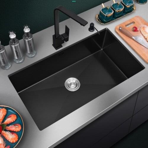 78x43cm Extra Large Kitchen Sink Undermount Single Slot Embedded Sink 304 Stainless Steel SinkNano Finish Dark Grey Kitchen Sink
