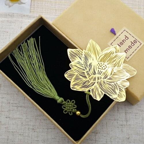 Chinese Style Metal Hollow Bookmark Lotus Lotus Leaf Bookmark Creative Stationery Fine Holiday Gifts Art accessories