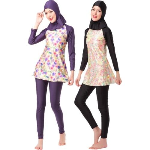 Muslim Swimwear Women Islamic Hijab Hooded Swim Surf Wear Burkini 3 Piece Suits Swimsuit Modest Beach Bathing Sport Burkinis