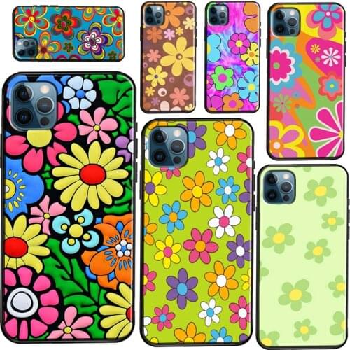 Groovy Flowers Hippie Bohemian Floral Soft Phone Case For iPhone 11 Pro Max 12 Mini 6S 7 8 Plus X XR XS Max 5S SE 2020 Fundas