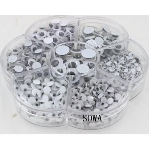 New 800pcs/Box Mixed 4mm/5mm/6mm/7mm/8mm/9mm/10mm Self-adhesive Movable Toy Eye googly Eyes Plastic Eye For DIy Toy Playing