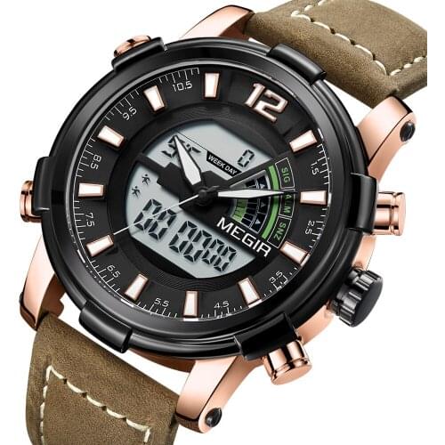 New MEGIR 2018 Mens Watches Top Brand Men Fashion Sport Watch Male Waterproof Quartz Digital Led Clock Mens Military Wristwatch