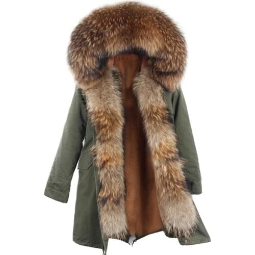 LaVelache New Real Fur Coat Women 2020 Long Jacket Winter Plus Size Natural Raccoon Fur Collar Luxury Parka Detachable