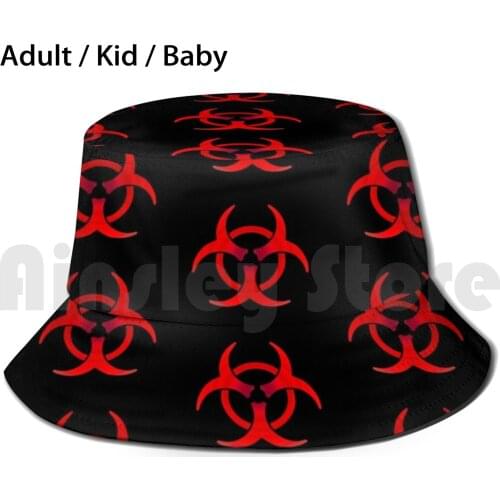 Biohazard Bucket Hat Adult kid baby Beach Sun Hats Biohazard Hazard Hazardous Apocalypse Zombie Zombies Zombie Hunter Zombie