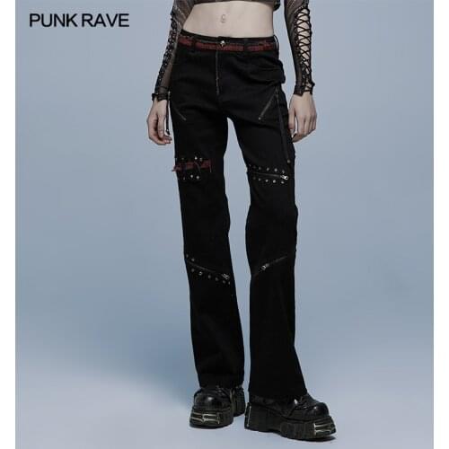 Женские прямые брюки PUNK RAVE China At AliExpress