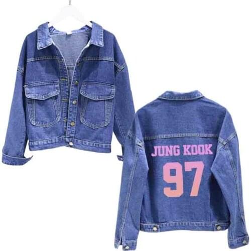 Light denim jacket jungkood 97 jungkook jacket Denim Jacken Jaqueta Langarm Casual Jeans mantel