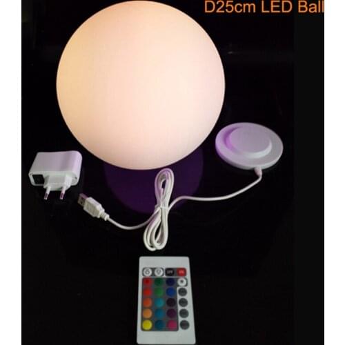 Magic RGB led Ball outdoor diameter 25cm rechargeable,Glowing Sphere,waterproof pool LIGHT BALL for Christmas Decoration 1pc
