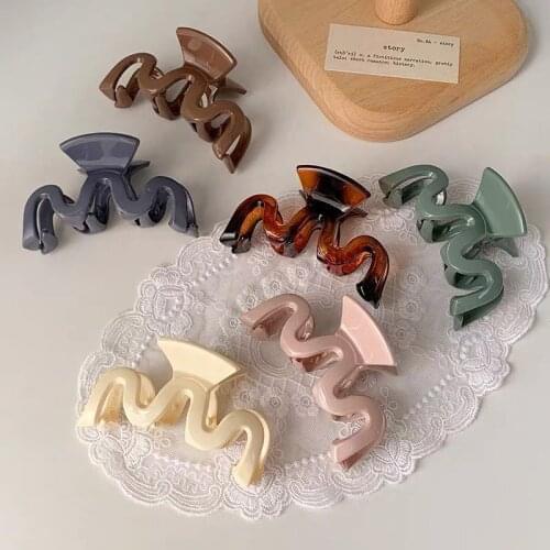 Korea New Big Wave Hair Claw for Women Barrettes Hair Crab Hairpin Clear Hair Clip Claw Hair Accessories for Women Headwear