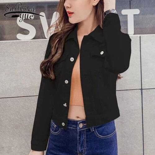 Spring Autumn Women Clothing Cowboy Coat Jeans Top For Women Solid Denim Jacket Women Short Overcoat Ladies Jackets Tops 4866 50