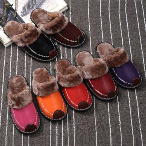Women Home PU Slippers Female Winter Shoes Keep Warm Shoes Soft Comfortable Indoor Plush Slippers Flats Women Footwear Slipper