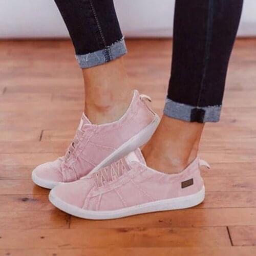 2021 Women Elastic Band Sneaker Woman Slip On Canvas Flat Shoes Female Solid Ladies Summer Plus Size Casual Breathable Footwear
