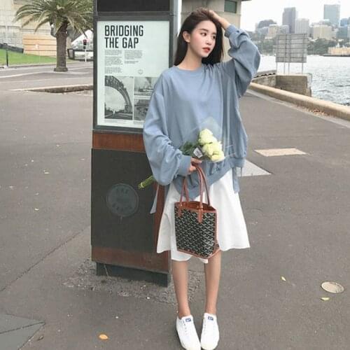 2021 Spring Autumn Women Suits Pullover Skirt Suits Ins Pullover Half-length Skirt Lazy Korean Student Loose Academy 2 Piece Set