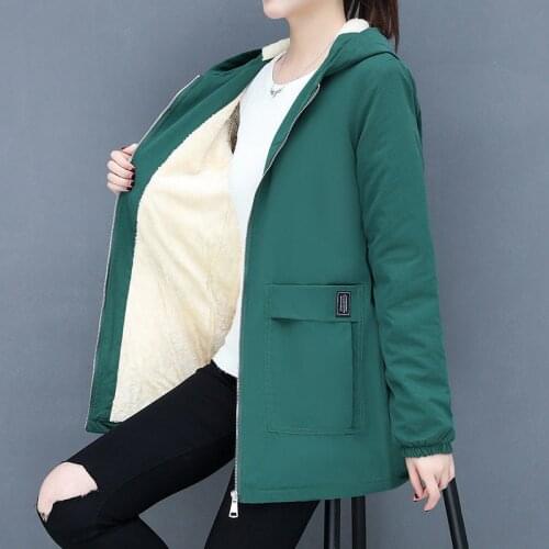 Womens Cotton Coat New Mid-Long Winter Casual Jacket Women Loose Plus Velvet Thicken Warm Hooded Windbreaker Female Overcoat