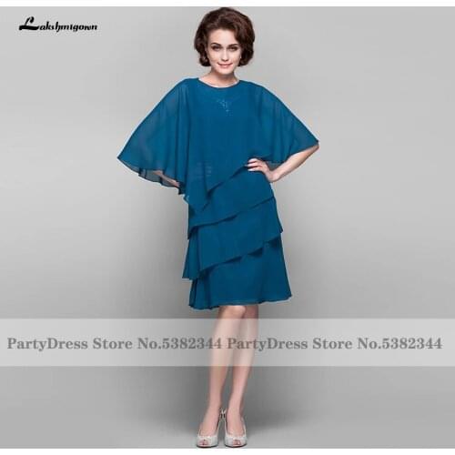 Lakshmigown Ruffles Mother of the Bridal Dress 2021 Vestidos de Noite Elegant Women Cocktail Wedding Party Dress Knee Length