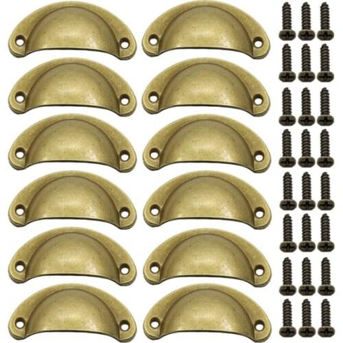 24pcs Handle Knobs Hardware Cupboard Shell Cup Pull Handle for Kitchen Drawer Cabinet Door Furniture