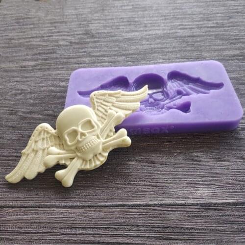 3D Wing Skeleton Skull Cake Silicone Molds Halloween Fondant Cake Decorating Tools Candy Chocolate Gumpaste Mould18169