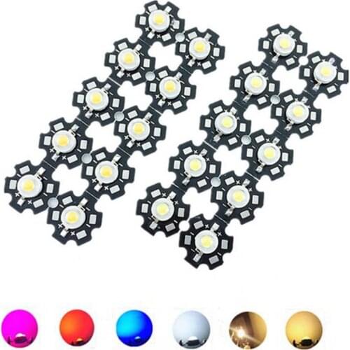 50pcs 1W 3W High Power white warm white red green Blue Royal blue 660nm LED with 20mm star pcb