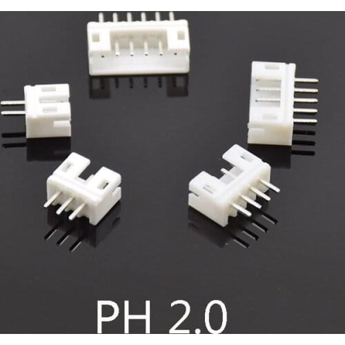 50pcs/Lot PH2.0 Pins Header Connector 2P 3P 4P 5P 6Pin 2mm Pitch For PCB jst straight pins