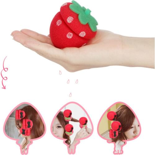 6 pcs/set Magic Hair Curlers Cute Strawberry Curler Soft Sponge Foam Balls Curling Rollers Hair Care Lovely DIY Hair Tools