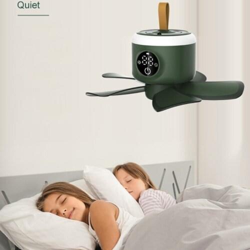 8000mAh USB Rechargeable Remote Control Timing Camping Fan 4 Gears Tent Ceiling Fan with LED Lamp for Home Outdoor Bed