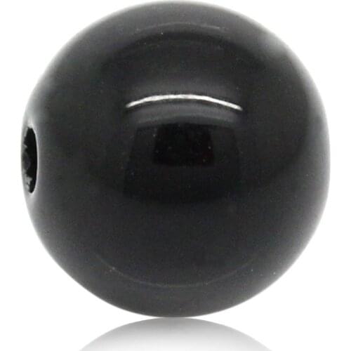 500 PCs Doreen Box Acrylic Spacers Beads Black Round For DIY Jewelry Making Accessories 8mm(3/8") Dia., Hole: 1.4mm