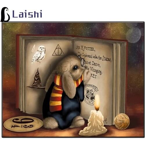 Diamond Painting Cartoon Rabbit and Magic Book Full Square Rhinestone Mosaic animal Cross Stitch Diamond Embroidery Home Decor
