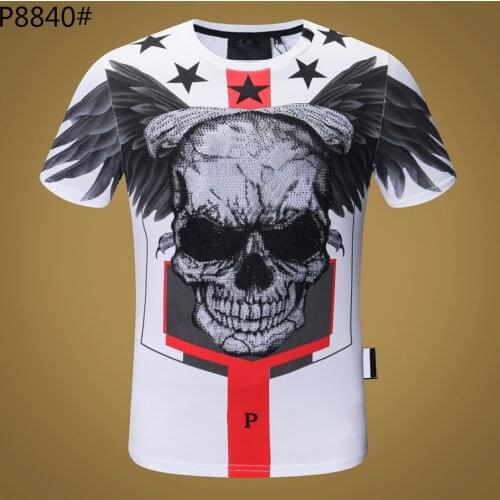 Brand Italy T-shirt Fashion Men Round Neck Short Sleeve Luxury Plein T-shirt Male Tops Hombre manga corta Manica corta da uomo