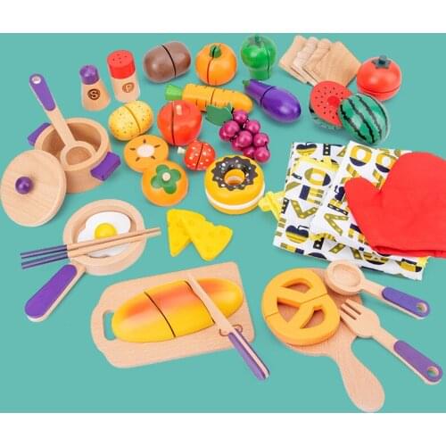 Wooden , Childrens Wisdom, Early Childhood Education, Family Simulation, Fruit Cutting, Game, Vegetable Cutting, Music