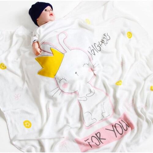 Cartoon Printing Double Layer Bamboo Fiber Baby Blanket Gauze Kids Bath Towel Spring Summer Breathable Throw Blankets 110x110cm