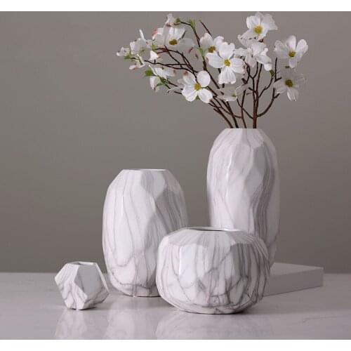 Nordic modern simple cut section marble pattern ceramic vase personalized creative illustrator living room vestibule decor