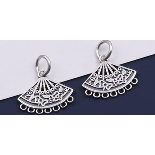 925 Sterling Silver Classic Fan Design Women Earring Charms Decoration Vintage Dangler Silver Pendants DIY Jewelry Findings