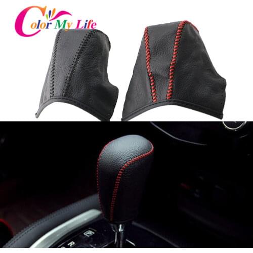 Color My Life Leather Car Gear Shift Collars for Nissan X-trail Xtrail T32 Rogue 2014 - 2020 AT Shift Knob Protection Cover