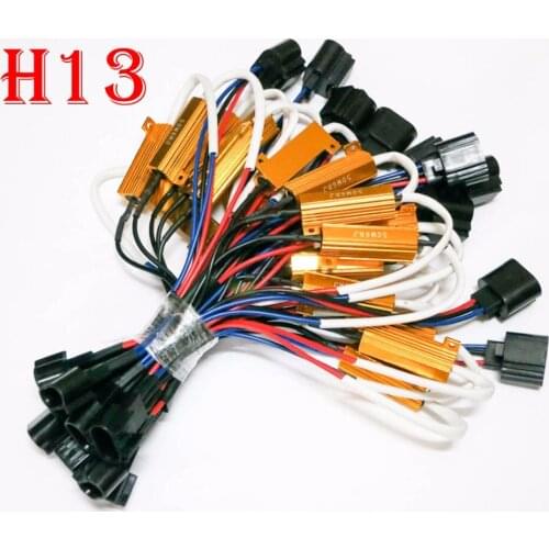 50PCS 50W 6ohm Gold Fuse H13 9008 Hi/Low Dua Beam HID Xenon Kit Canbus Canceller Capacitor No Error Free Decoder Resistor Wiring