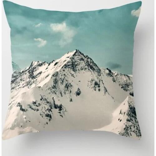 Landscape Polyester Cushion Cover Rainbow Seagull Mountain Range Forest Decorative Pillowcase Home Decor for Sofa Couch 45*45