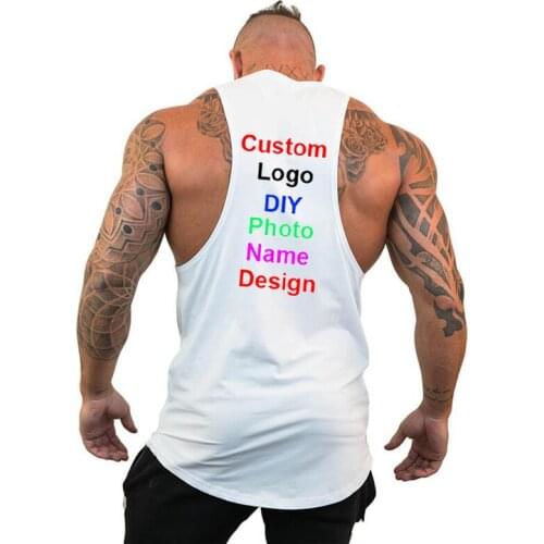 Design Brand Logo/Picture Custom Gym Tank Top Clothing Bodybuilding Workout Men Fitness Singlet Sleeveless Vest Muscle Shirt Men