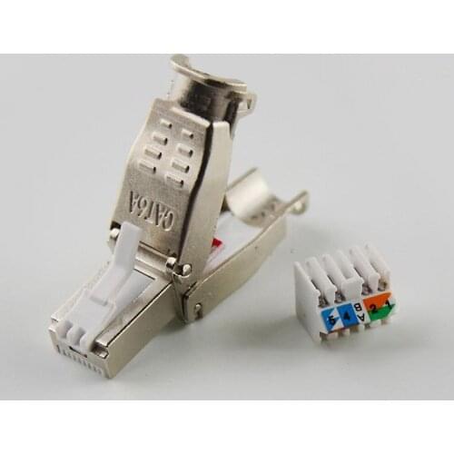 Shielded Crystal Head FTP RJ45 Connector Metal Network Module Tool-Free Plug Computer Cable Adapter for 10G Ethernet