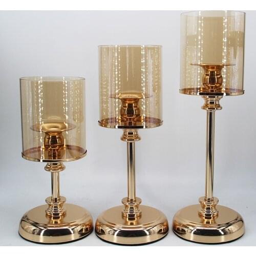 Metal candle holder gold glass candlestick creative retro home decoration candle cup crafts
