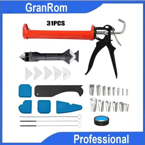 Multi-Function Seam Caulking Tool 31pcs Set Line Gap Scraper Glass Glue Gun Nozzle Applicator for Wall Door Window