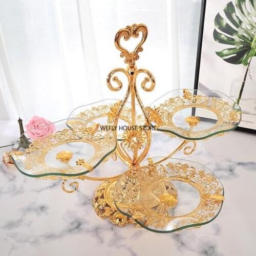 Toughened glass multi-layer European fruit bowl Home living room coffee table Affordable luxury style Lazy Crystal fruit bowl